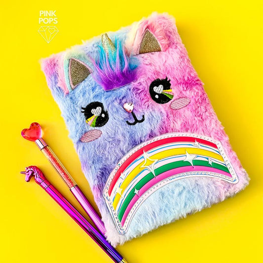 Fluffy Fur Notebook - Rainbow Cat