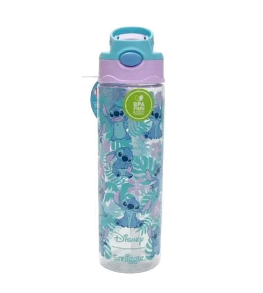 Smiggle Flip Plastic Sipper Water Bottle - BPA Free - 680ML/ 23FL OZ - Stitch