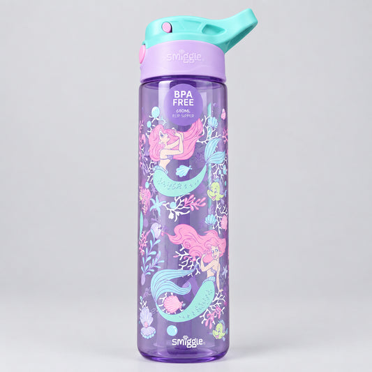 Smiggle Flip Plastic Sipper Water Bottle - BPA Free - 680ML/ 23FL OZ - Mermaid