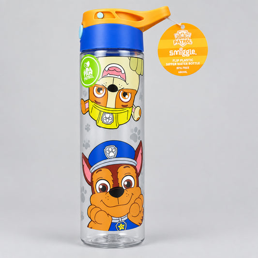 Smiggle Flip Plastic Sipper Water Bottle - BPA Free - 680ML/ 23FL OZ - Paw Patrol