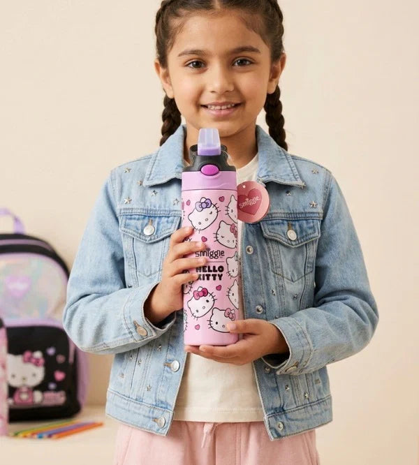 Smiggle Insulated Stainless Steel Flip Drink Water Bottle - 520 ml - Hello Kitty