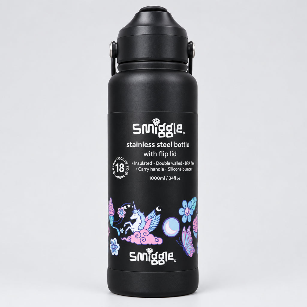 Smiggle Stainless Steel Water Bottle 1000ml - Unicorn