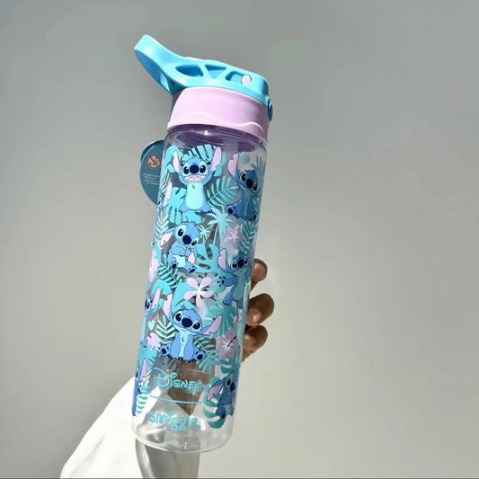 Smiggle Flip Plastic Sipper Water Bottle - BPA Free - 680ML/ 23FL OZ - Stitch