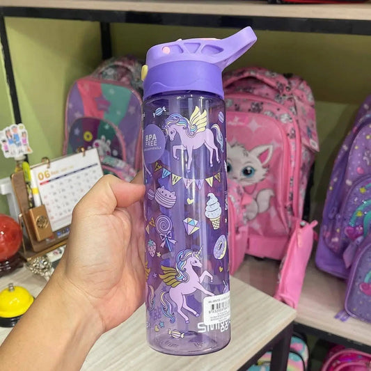 Smiggle Flip Plastic Sipper Water Bottle - BPA Free - 680ML/ 23FL OZ - Unicorn
