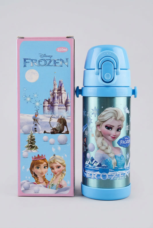 Stainless Metal Dual Sipper Water Bottle - 350 ml - Frozen Elsa