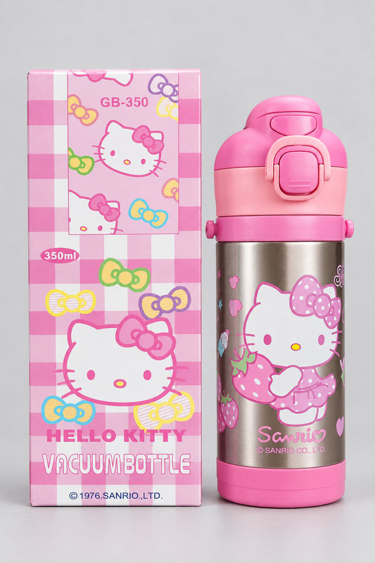 Stainless Metal Dual Sipper Water Bottle - 350 ml - Hello Kitty