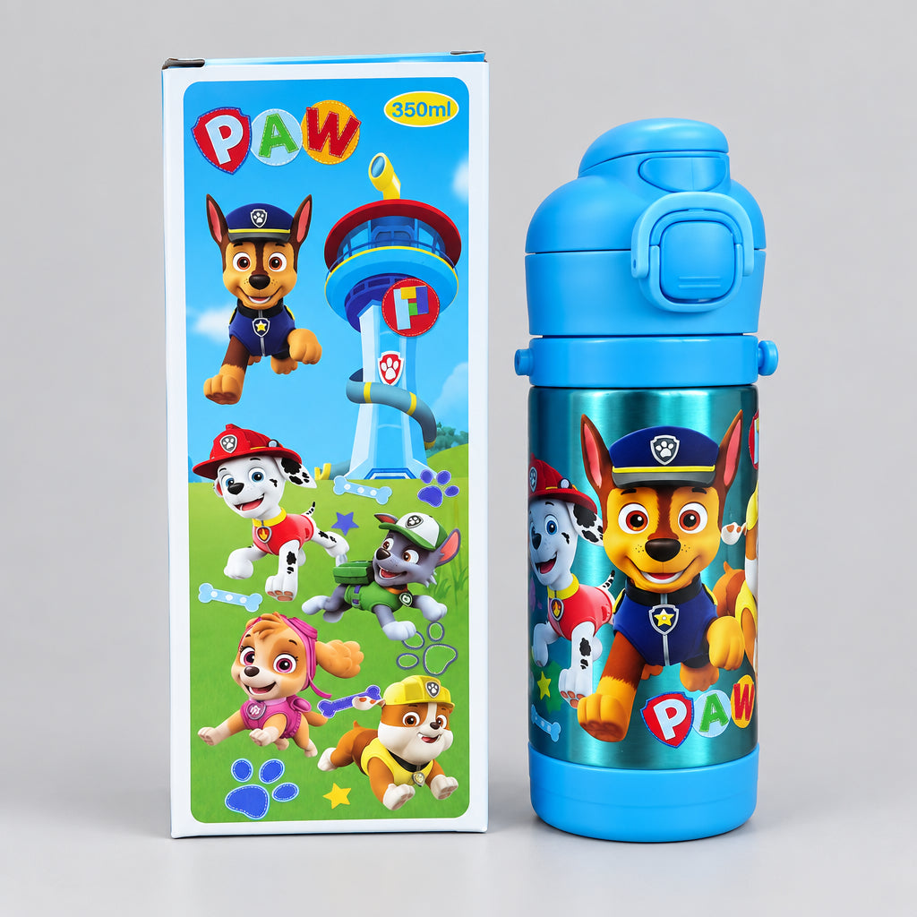 Stainless Metal Dual Sipper Water Bottle - 350 ml - Paw Patrol