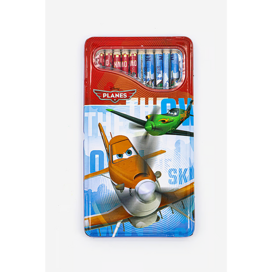 Disney Planes 12 Pieces Color Pencil In Tin Box Orange and Green