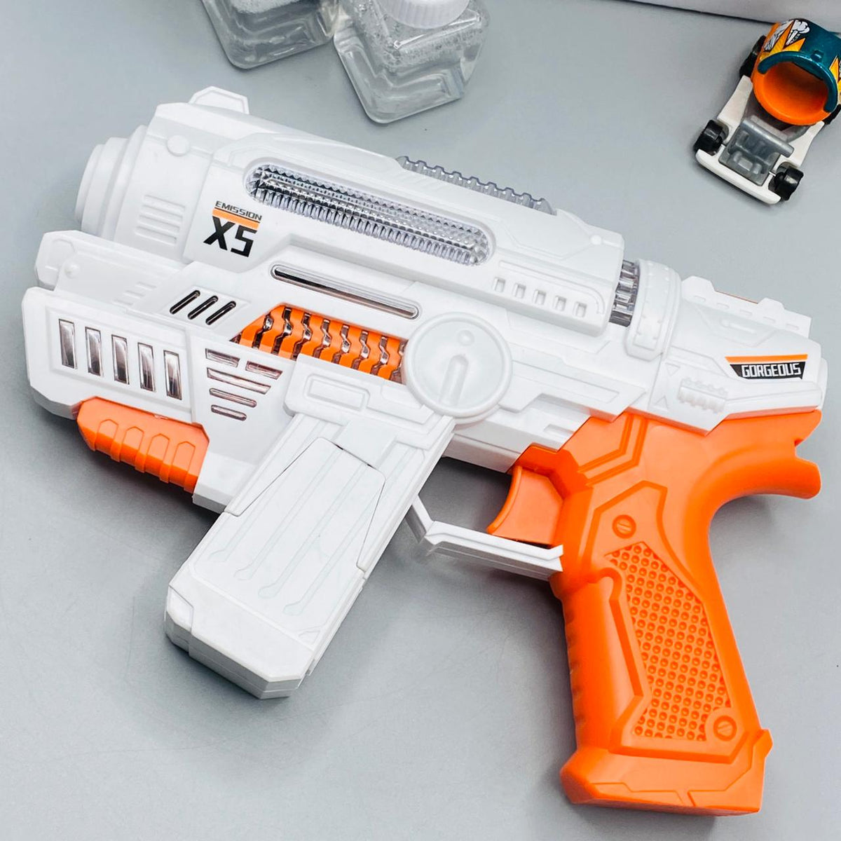 Bubble Gun with Sound & Light - Orange & White Color