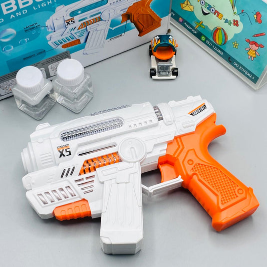 Bubble Gun with Sound & Light - Orange & White Color