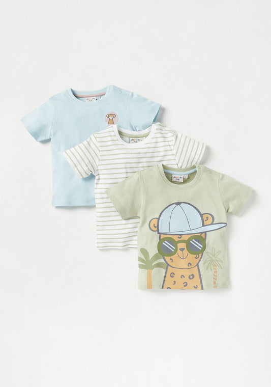 Juniors Graphic T Shirt - Multi Color (Pack of 3) 12-18 M Green And Blue