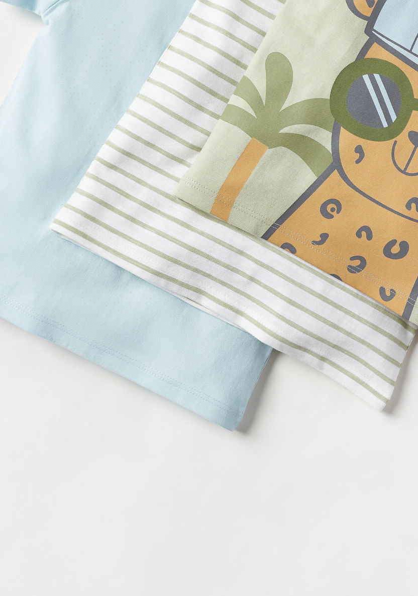 Juniors Graphic T Shirt - Multi Color (Pack of 3) 12-18 M Green And Blue