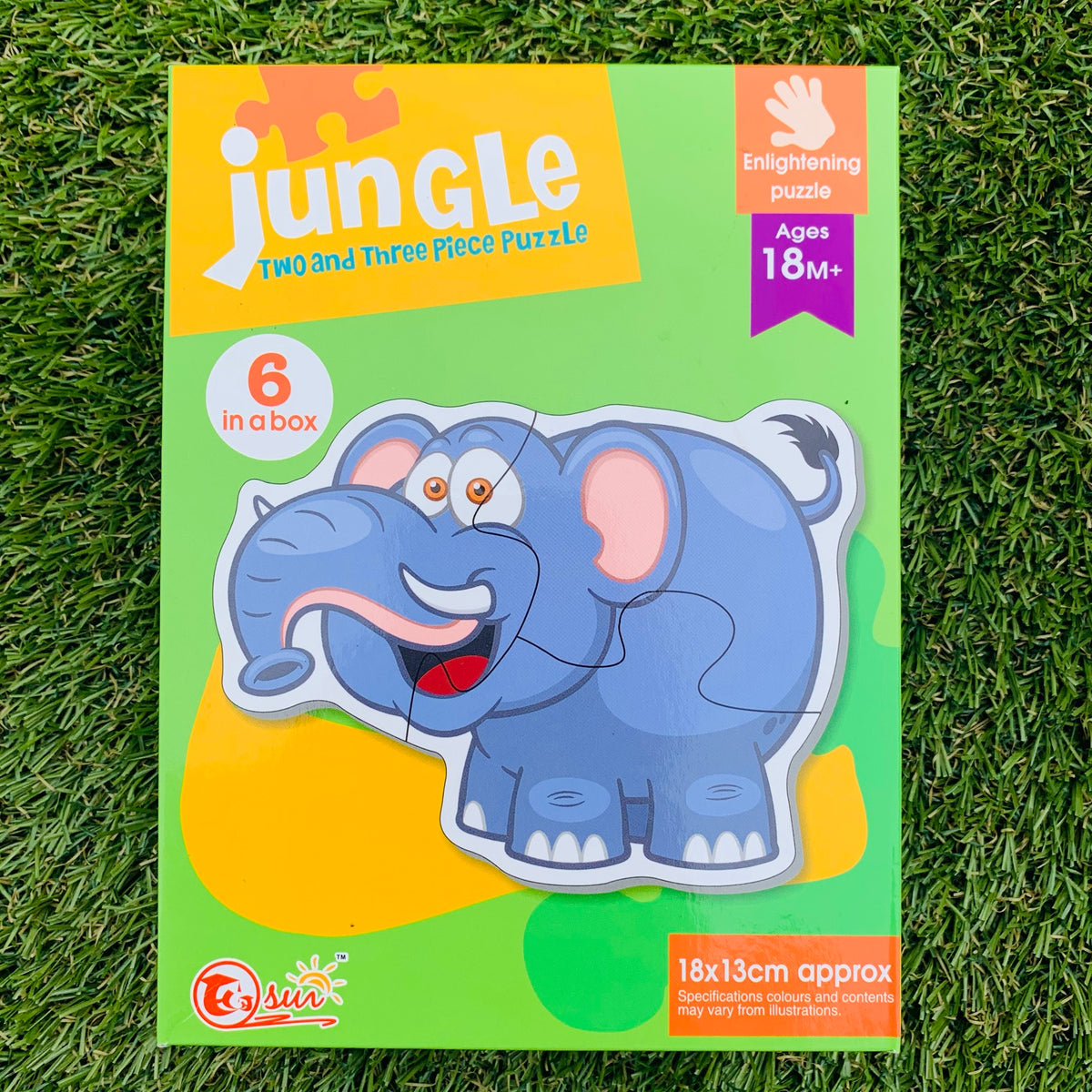 Jungle Two & Three Pieces Puzzle - 6 Animals in a Box