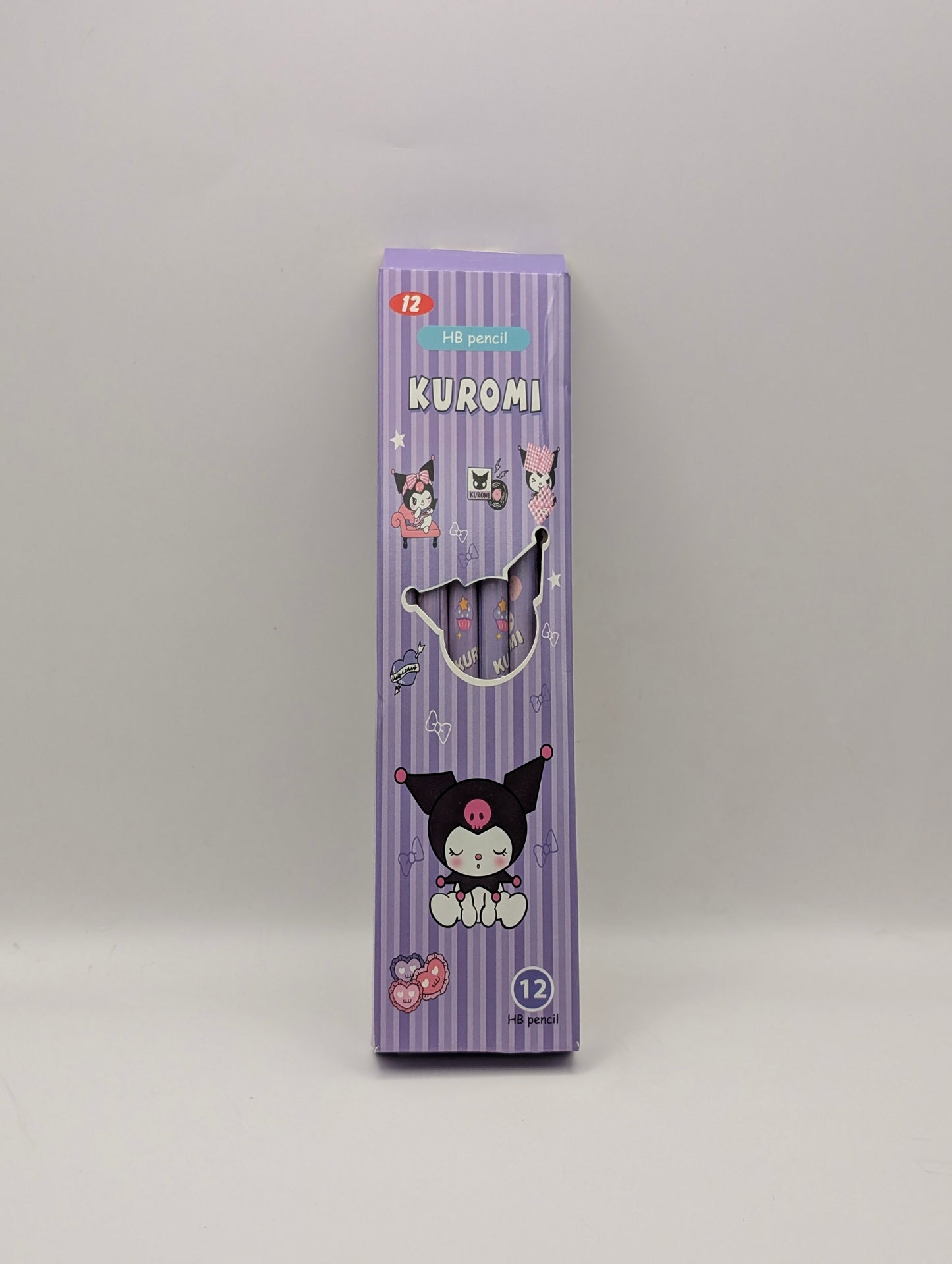 Kuromi Themed 12-Piece Purple HB Wooden Pencils Set for Kids